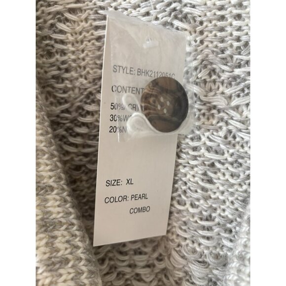 NWT Design History Womens Size XL Gray Cream Long Cardigan Sweater Button Front - Picture 6 of 6